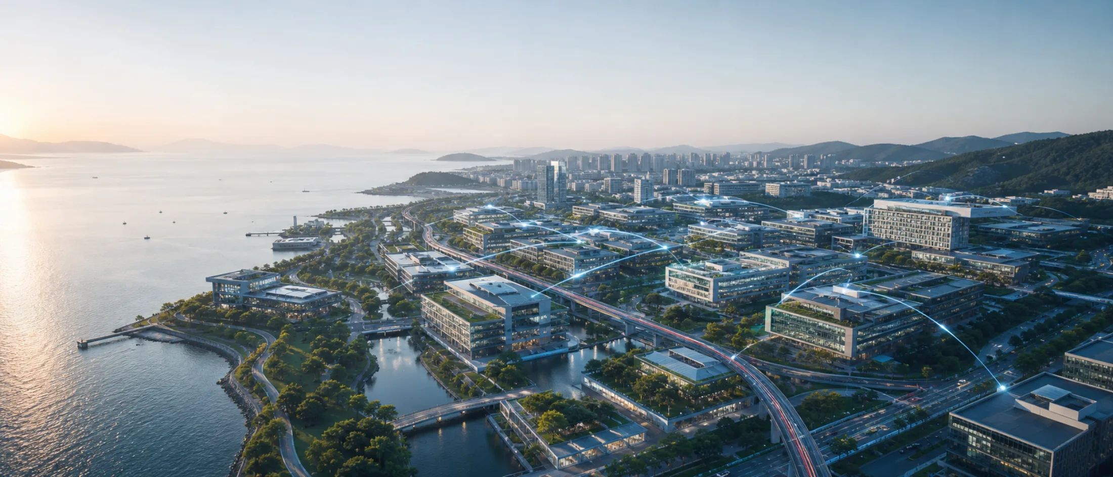 沿海科技园区、城市轨道、研究校园与数据连接线路